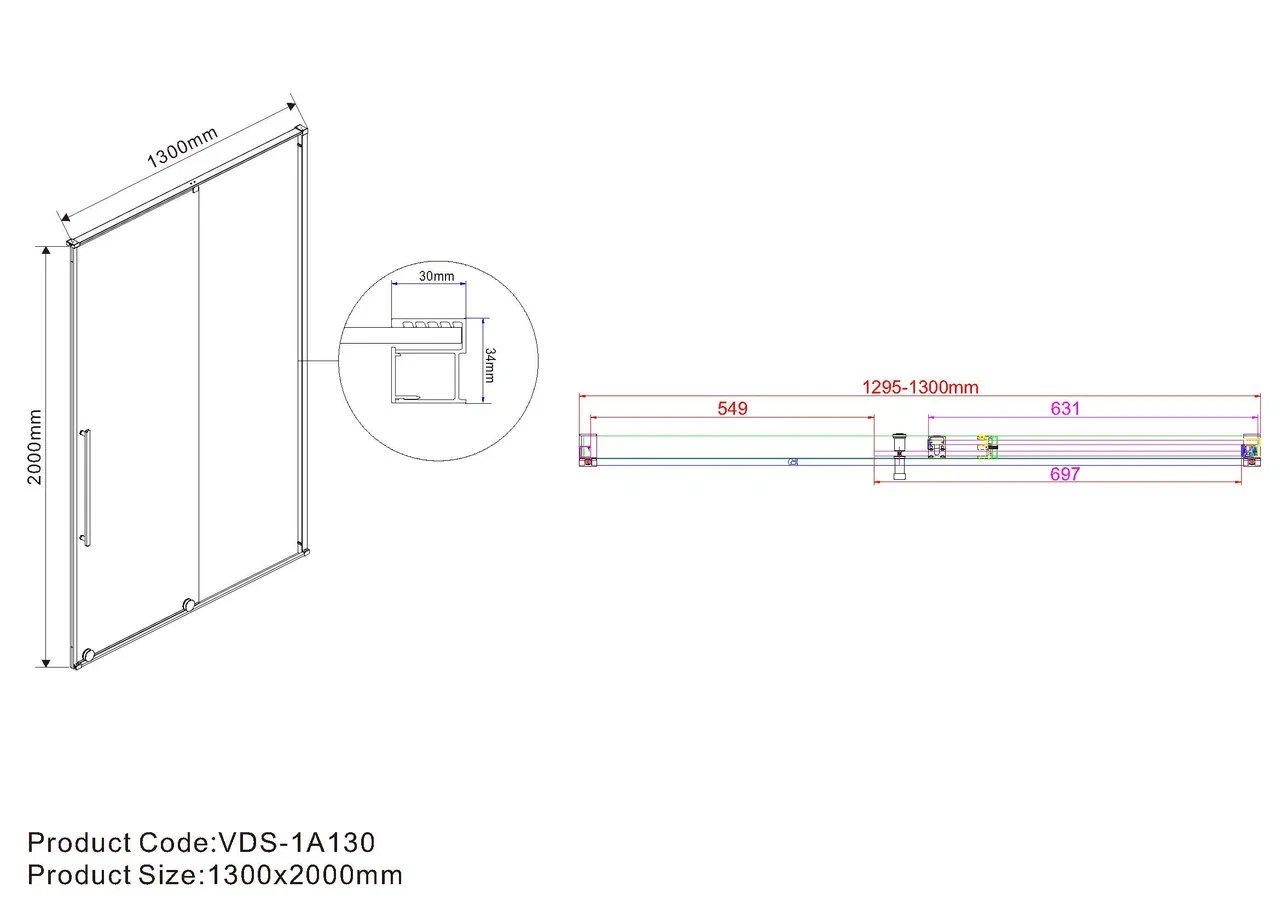 Душевая дверь Vincea Arno 130 см хром, стекло прозрачное, VDS-1A130CL - изображение 7
