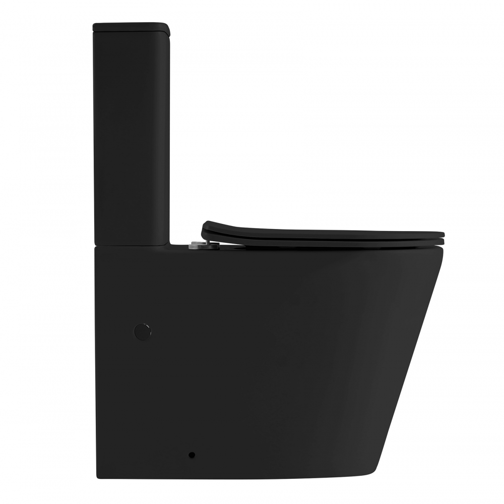 Унитаз-компакт безободковый Abber Bequem AC1112TMB с крышкой-сиденьем микролифт, черный матовый
