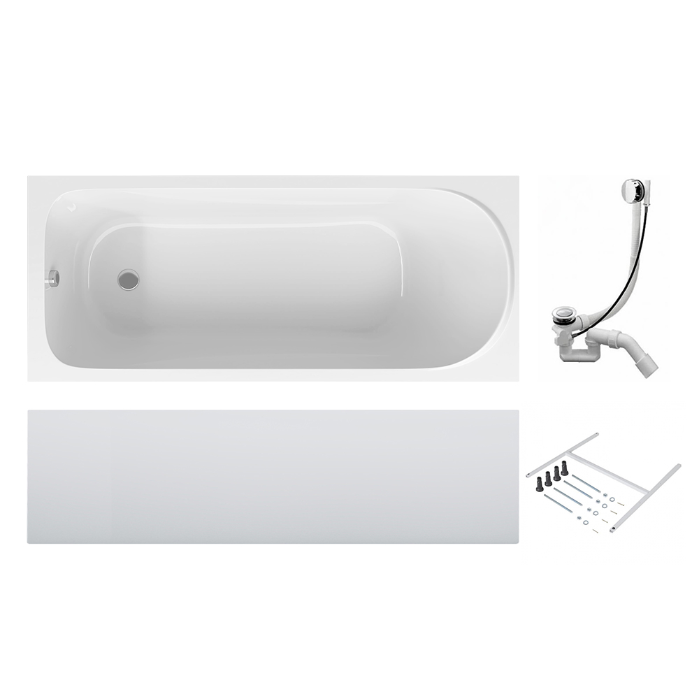 Акриловая ванна Am.Pm Sense W75A-150-070W-KL белая 150x70 с каркасом и сливом-переливом 
