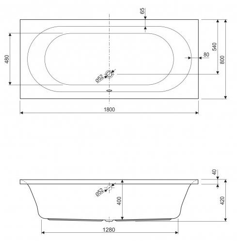 Акриловая ванна Cezares Metauro 180x80 см METAURO-180-80-42-W37