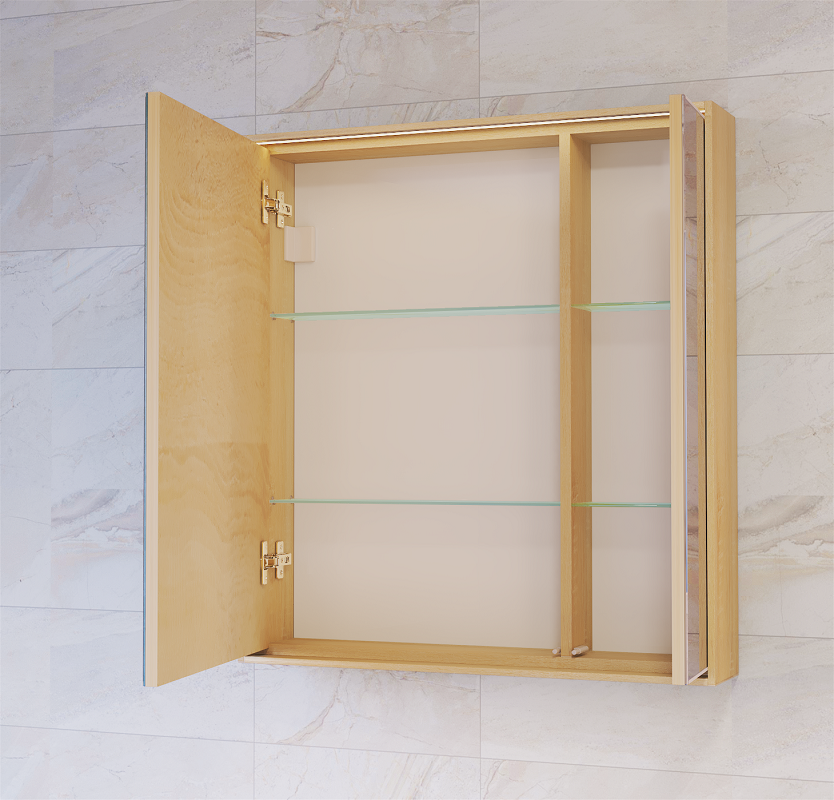 Зеркальный шкаф Raval Frame Fra.03.75/DS, 75 см, с подсветкой, дуб сонома