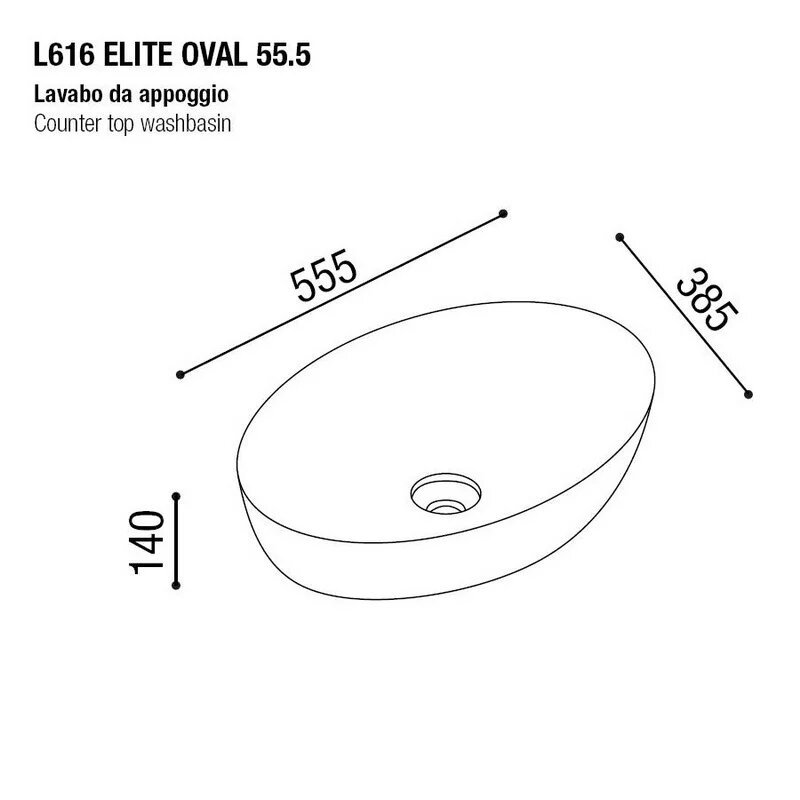 Раковина AeT ELITE OVAL 55,5X38,5. голубая матовая L616T0R0V0140
