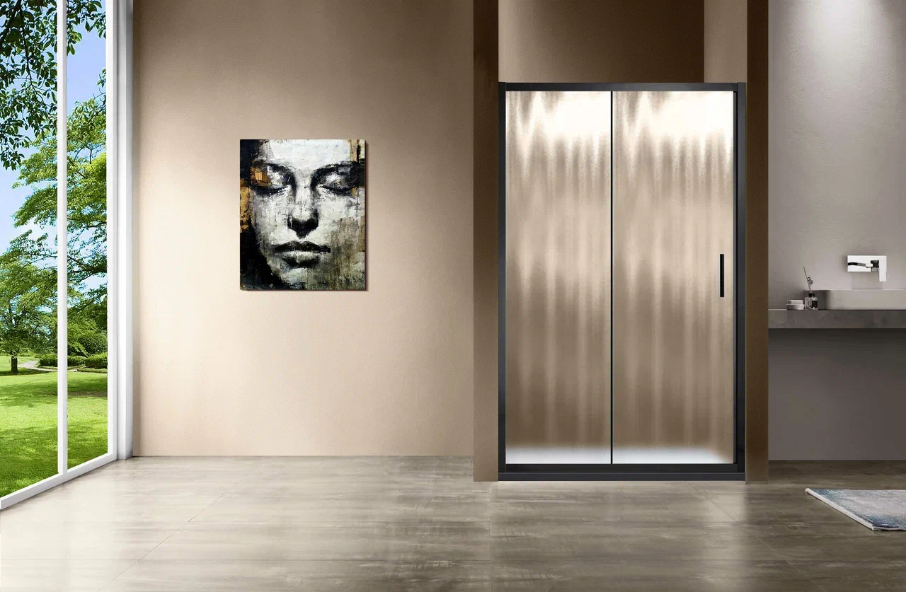 Душевая дверь Vincea Garda 120x190 см, VDS-1G120CHB, профиль черный, стекло рифленое - 3 изображение