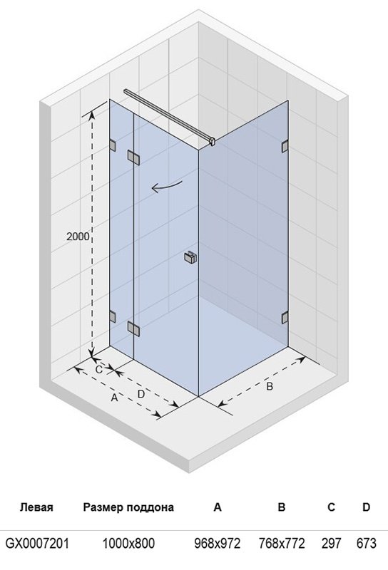 Душевой уголок прямоугольный Riho Scandic M203 100x80 см