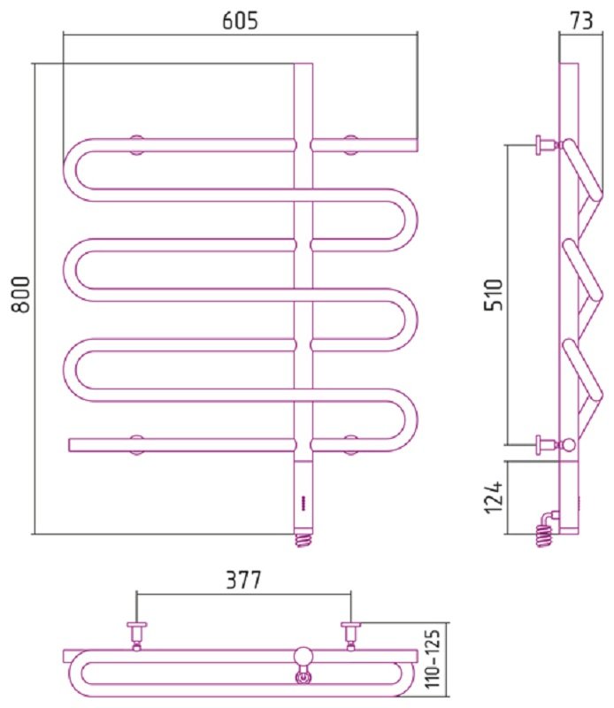 Полотенцесушитель электрический Сунержа Эпатаж 2.0 80х60 см 00-0550-8060 без покрытия
