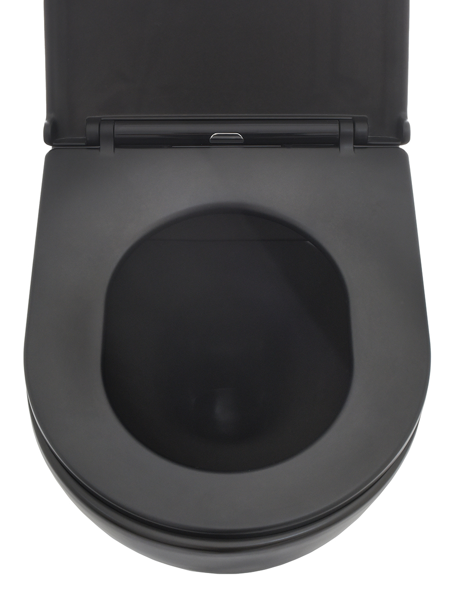 Унитаз подвесной безободковый AQUAme AQM2002MB с крышкой-сиденьем микролифт, черный матовый