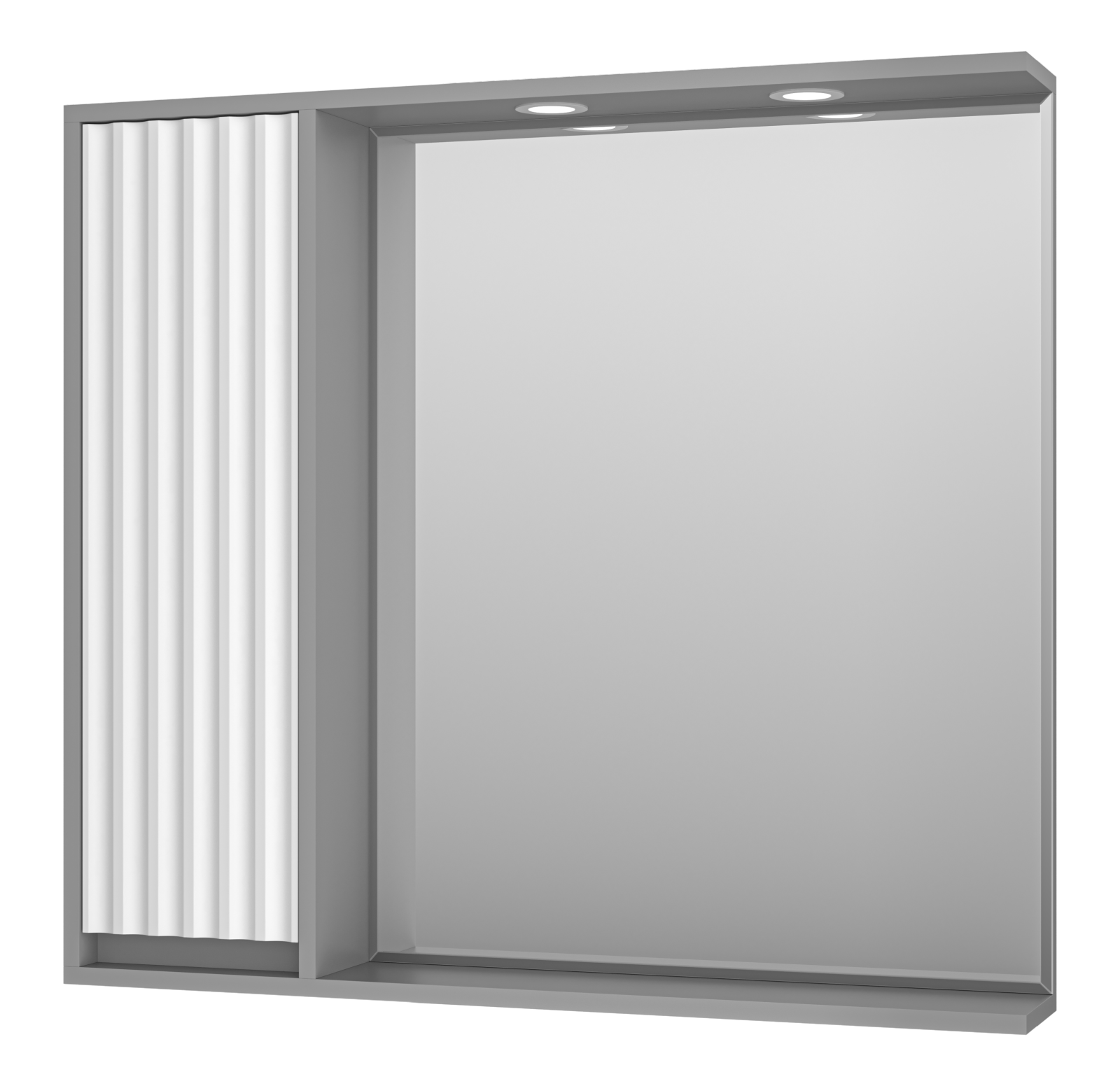 Зеркальный шкаф Brevita Balaton 90 см BAL-04090-01-01Л левый, с подсветкой, белый / серый