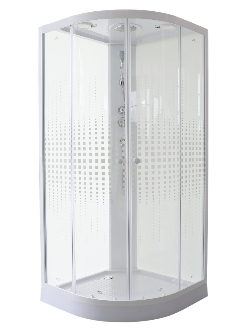 Душевая кабина Parly Bianco Эконом 100х100 см EB103P стекло прозрачное с узором