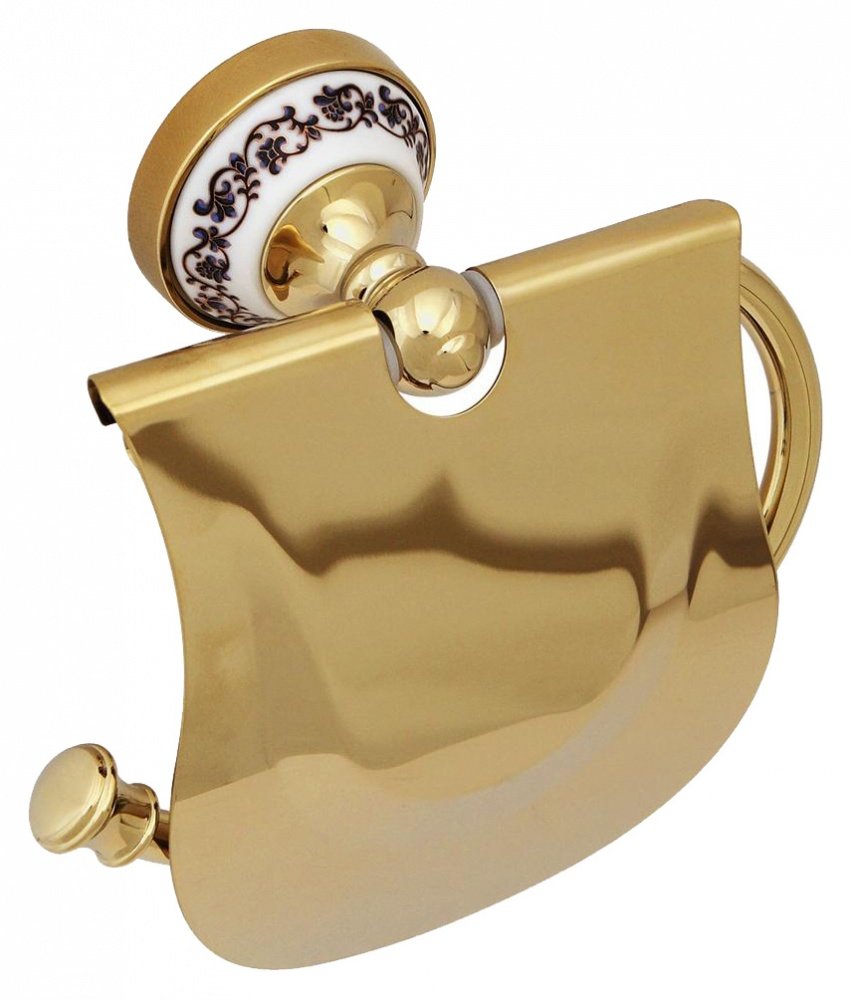 Держатель туалетной бумаги Fixsen Bogema gold FX-78510G с крышкой, золото 