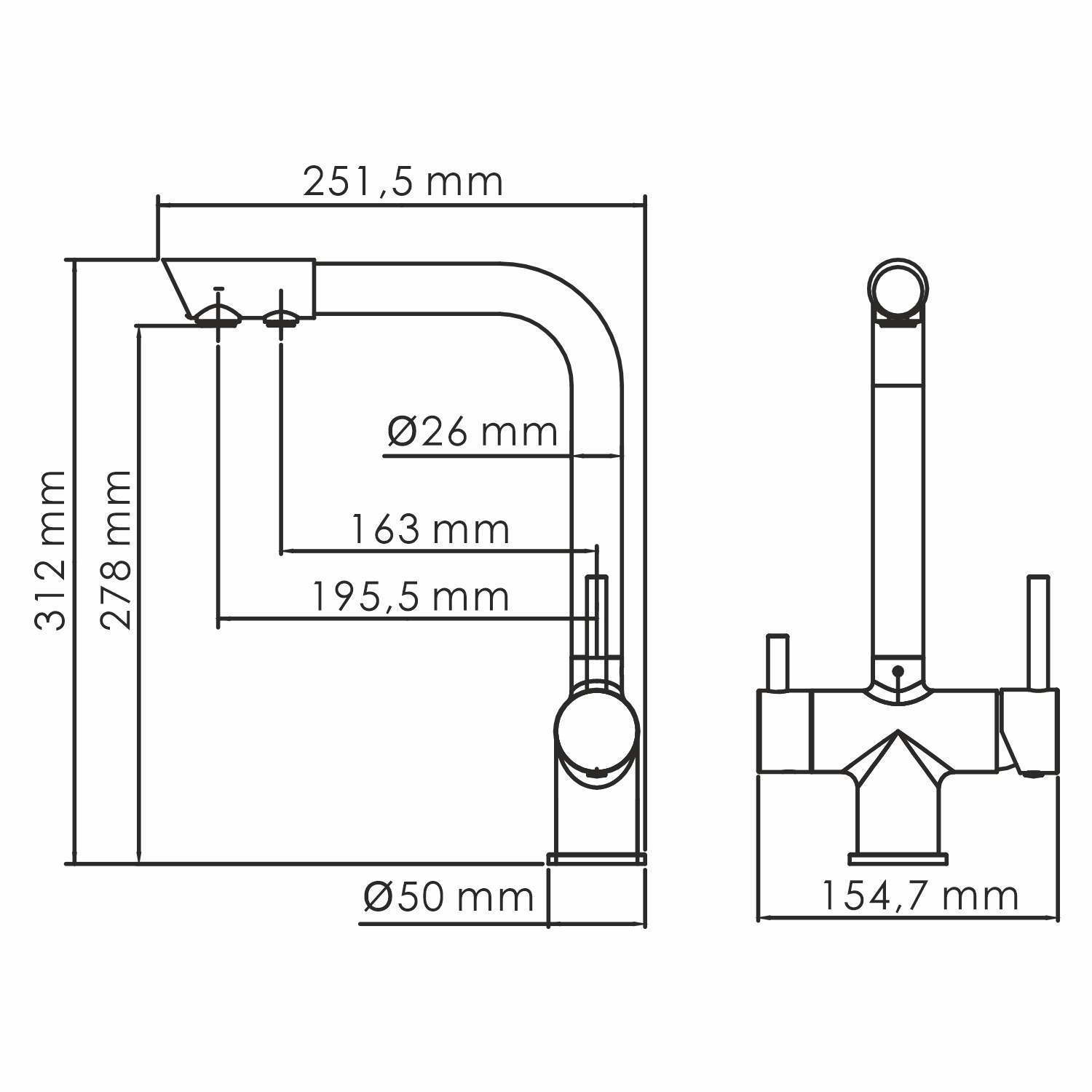 Смеситель для кухонной мойки Wasserkraft A8367 под фильтр, черный матовый