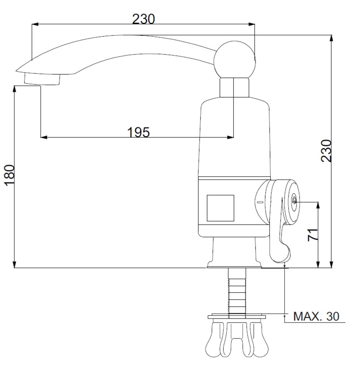 Кран-водонагреватель проточного типа для кухонной мойки РМС РМС-ЭЛ02 белый