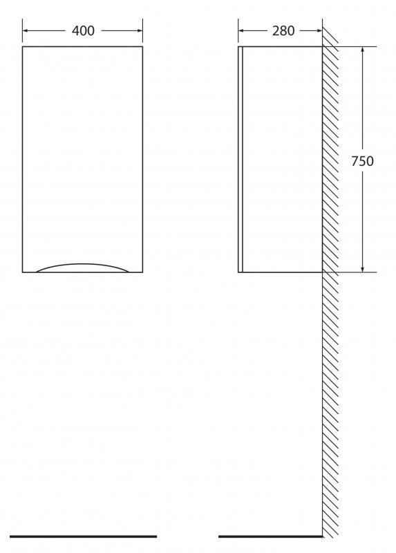 Подвесной шкаф BelBagno FLY-MARINO-750-1A-SC-BL-P-R, 40 х 30 х 75 см, Bianco Lucido/белый глянец, правосторонний