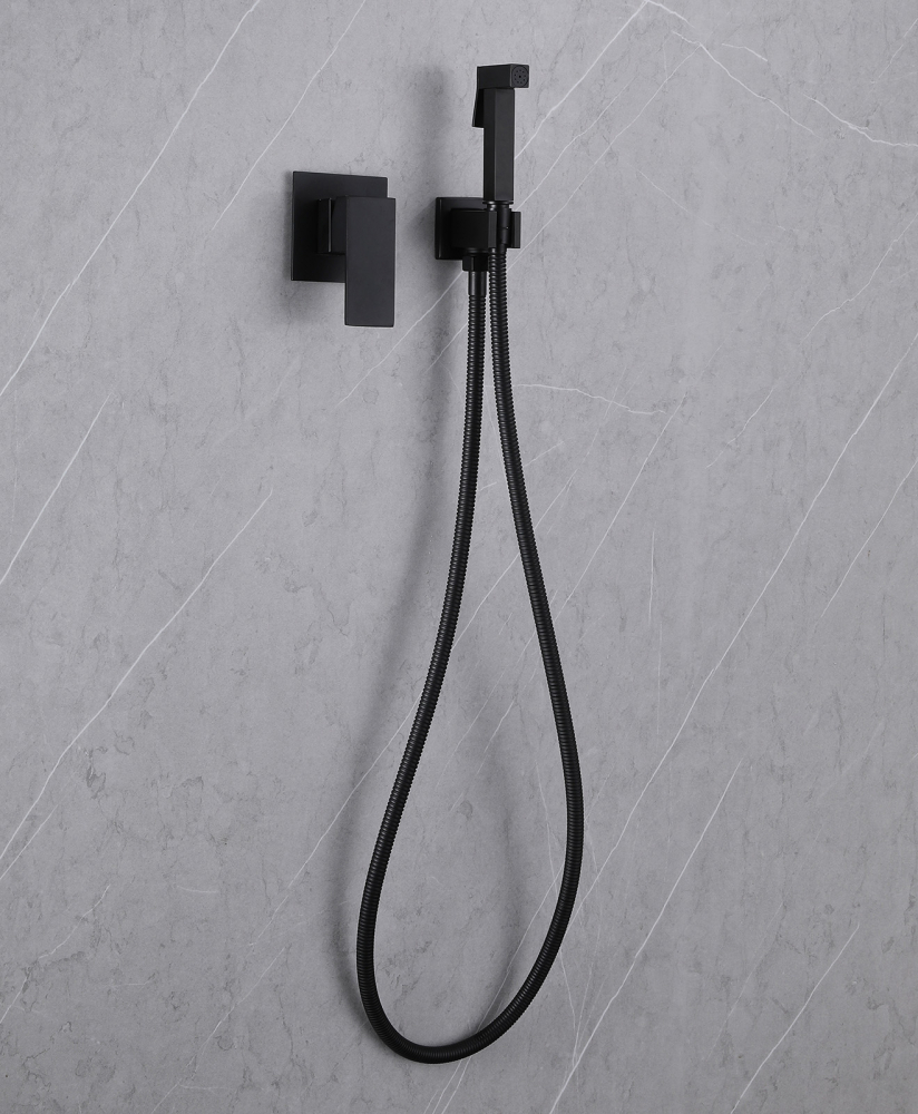 Гигиенический душ Abber Daheim AF8225B со смесителем, матовый черный