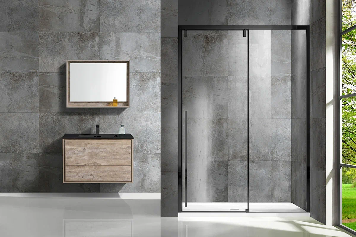 Душевая дверь Vincea Lugano VDS-1L130CLB-1 130 см черный, стекло прозрачное, Easy Clean