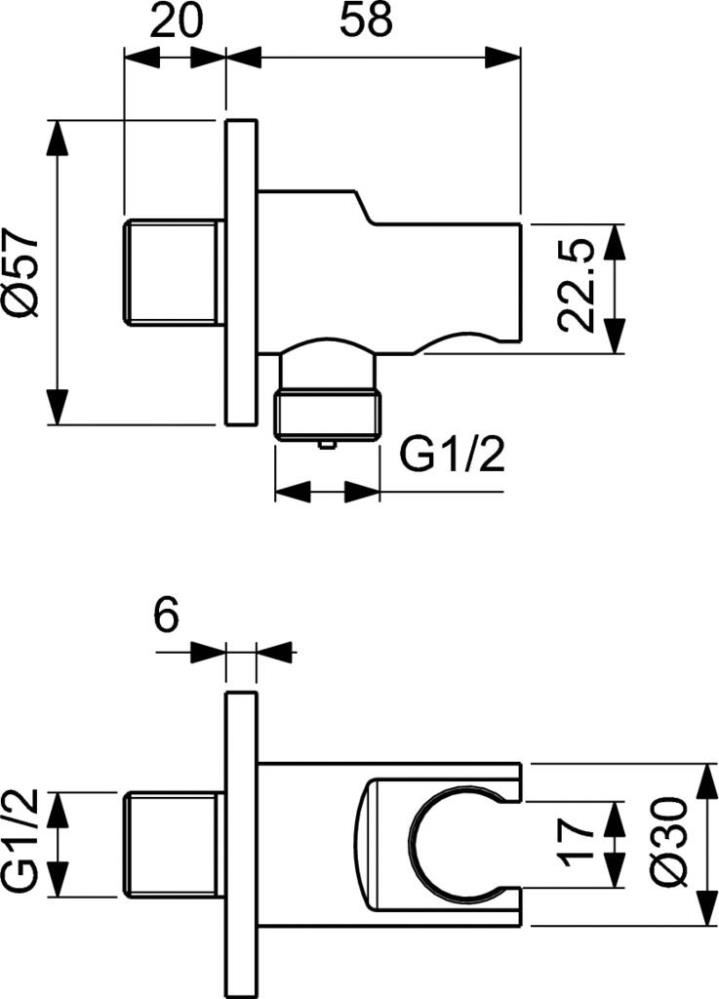 Шланговое подключение Ideal Standard BC807XG  1/2" с держателем душа