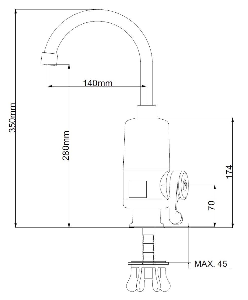 Кран-водонагреватель проточного типа для кухонной мойки РМС РМС-ЭЛ03 белый
