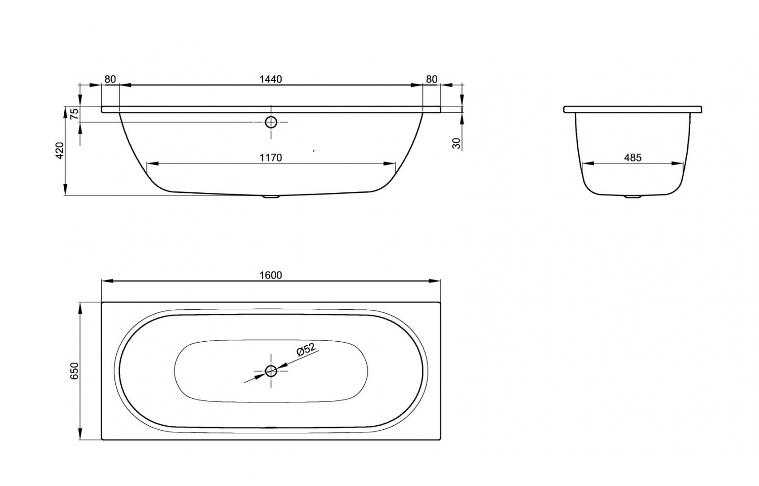 Стальная ванна Bette Starlet 160x65 см, 2540-000AR,PLUS с покрытием Glasur® Plus