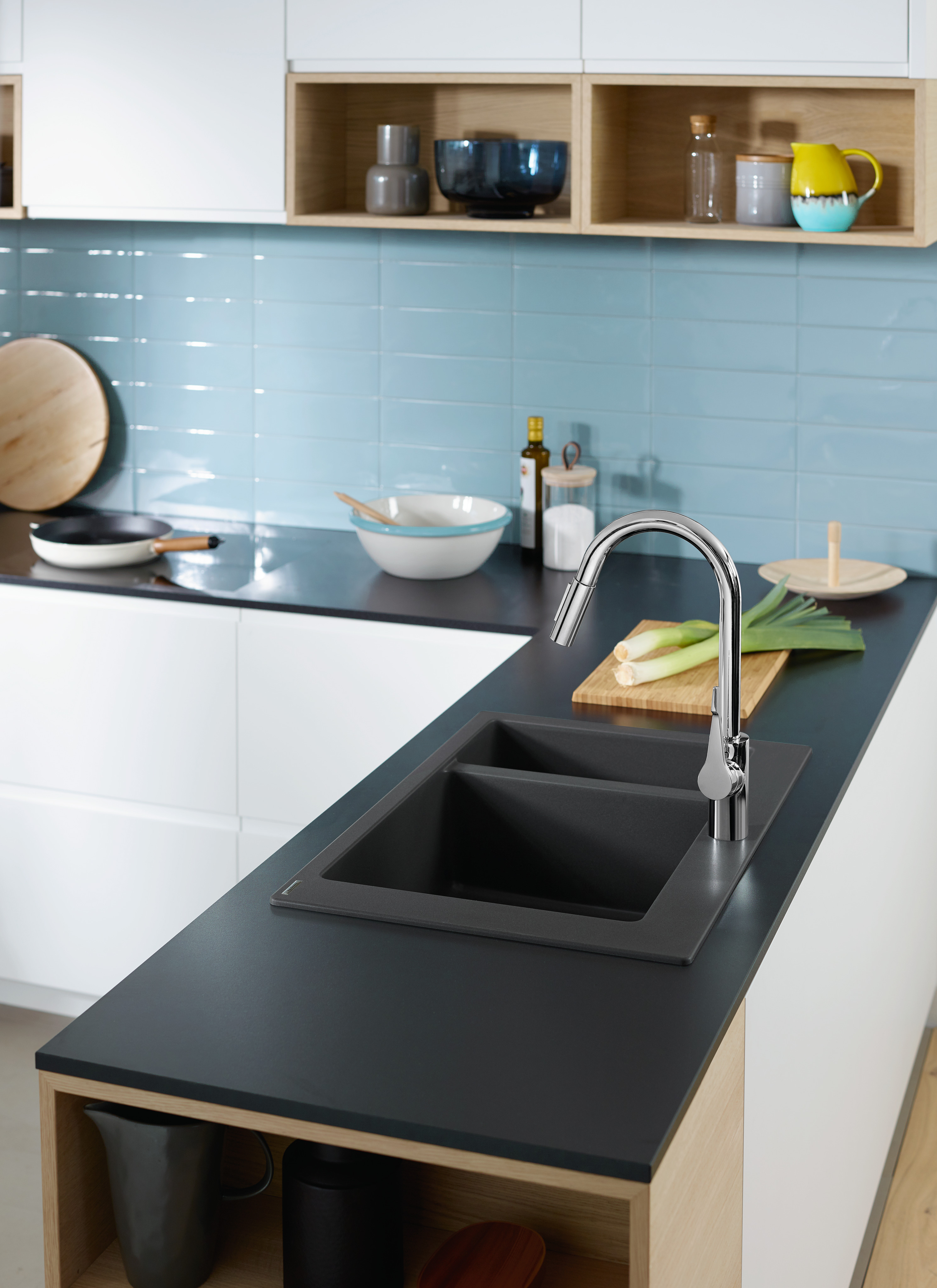 Кухонная мойка Hansgrohe S510-F635 43315170, черный графит
