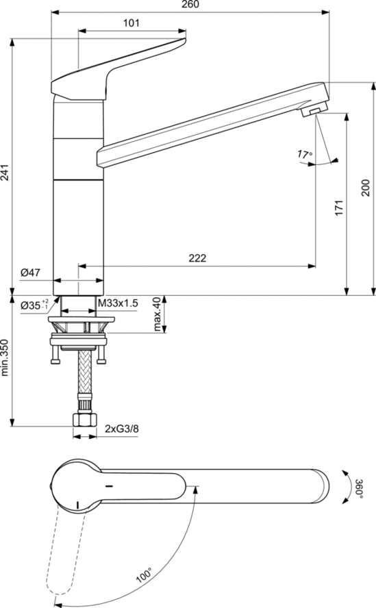 Смеситель Ideal Standard Ceraflex для кухонной мойки BC135AA хром - 3 изображение