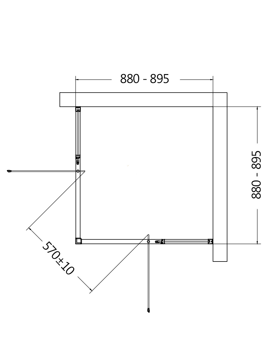 Душевой уголок AQUAme 90х90 см AQM7102-2-9 профиль черный, стекло прозрачное