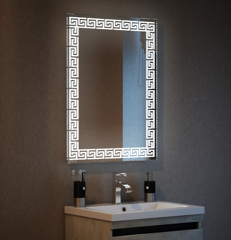 Зеркало Corozo Меандр 60 см SD-00001318 белое c подсветкой