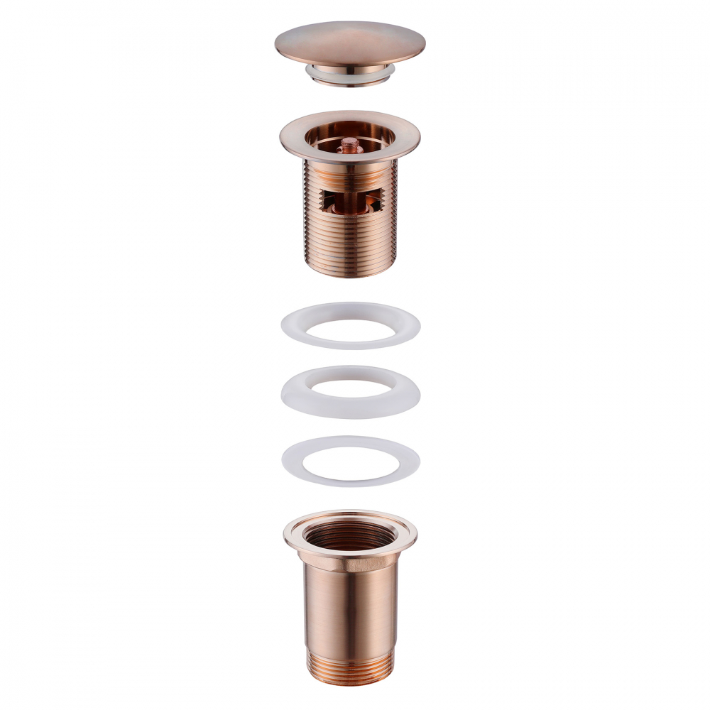 Донный клапан для раковины Abber AF0010RG с переливом, розовое золото
