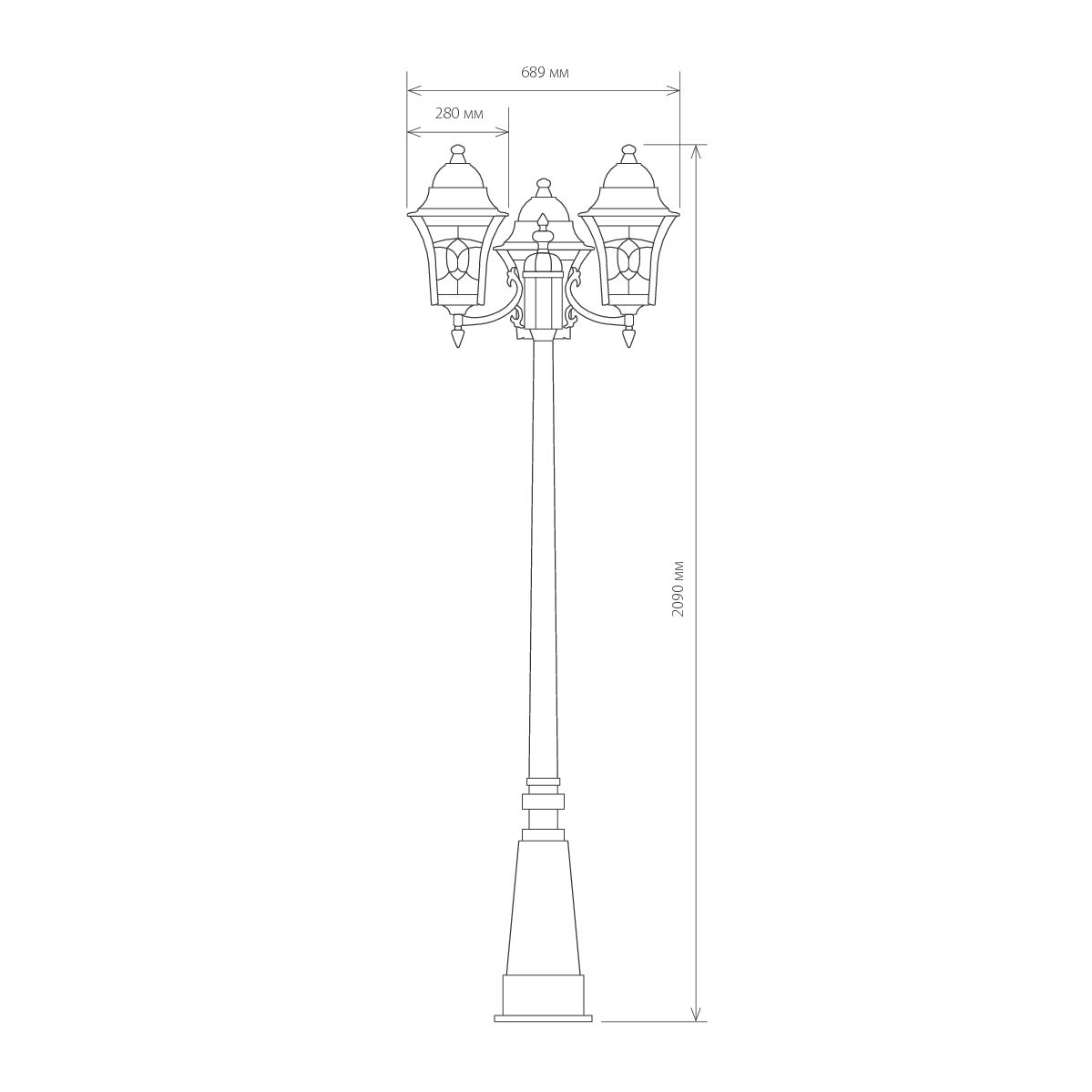 Уличный трехрожковый светильник на столбе IP44 Elektrostandard Altair 4690389012204