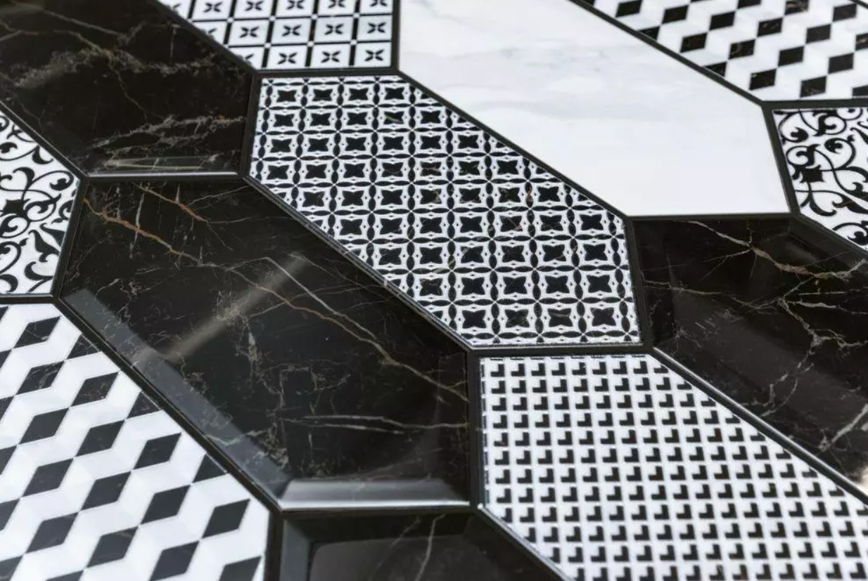 Керамическая плитка Kerama Marazzi Декор Келуш 4 черно-белый 14х34 - изображение 6