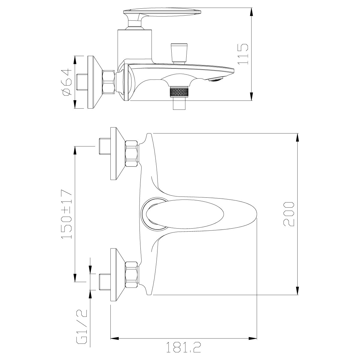 Смеситель для ванны и душа Rossinka RS30-31 с душевым гарнитуром