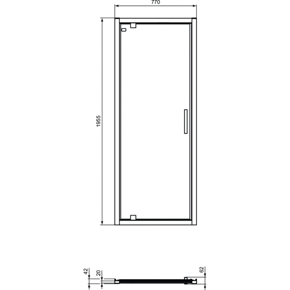 Распашная дверь в нишу 80 см Ideal Standard CONNECT 2 PV Pivot K9268V3