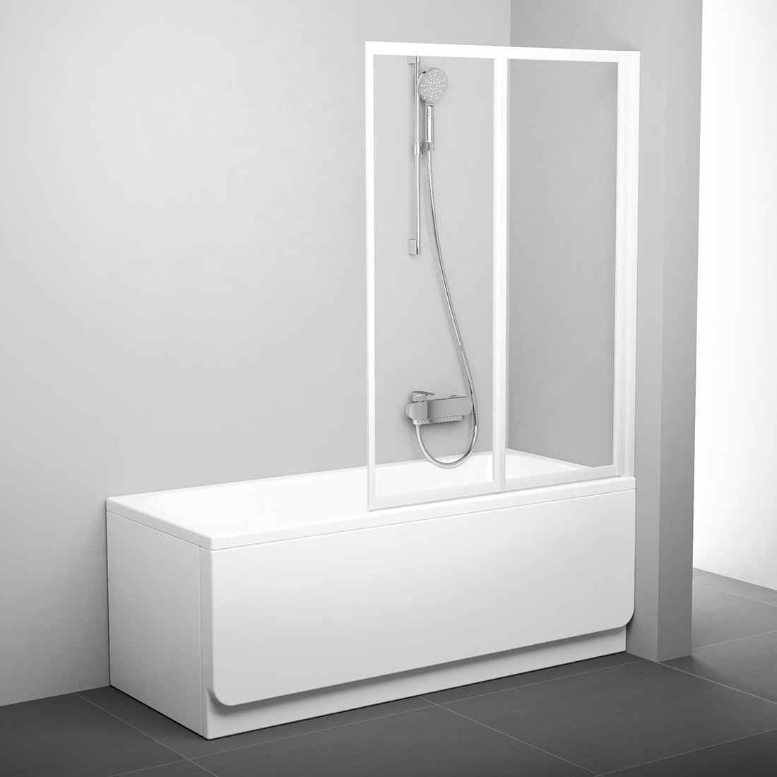 Шторка на ванну Ravak VS2 105+ прозрачное стекло, белый