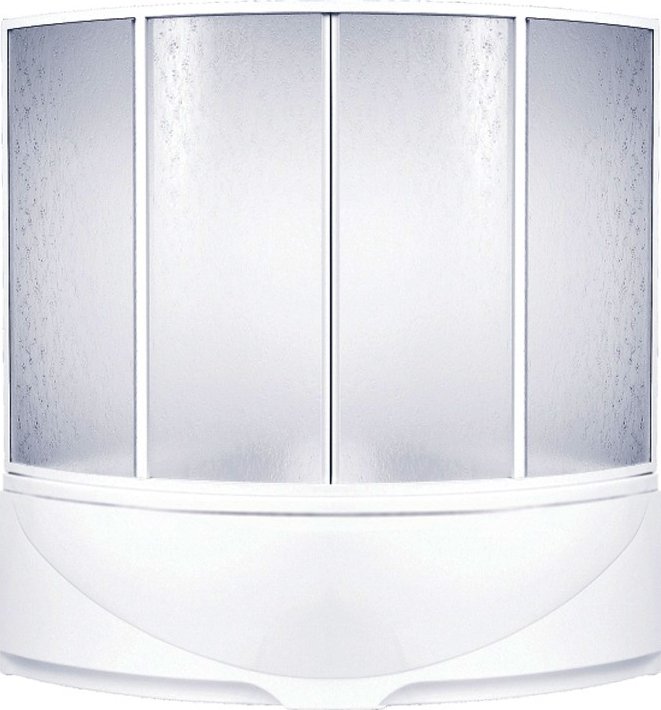 Душевая шторка на ванну Bas Ирис Империал 150х145 ШТ00028 профиль белый, стекло рифленое 