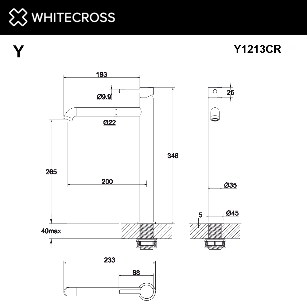 Смеситель для раковины-чаши Whitecross Y chrome Y1213CR хром глянец