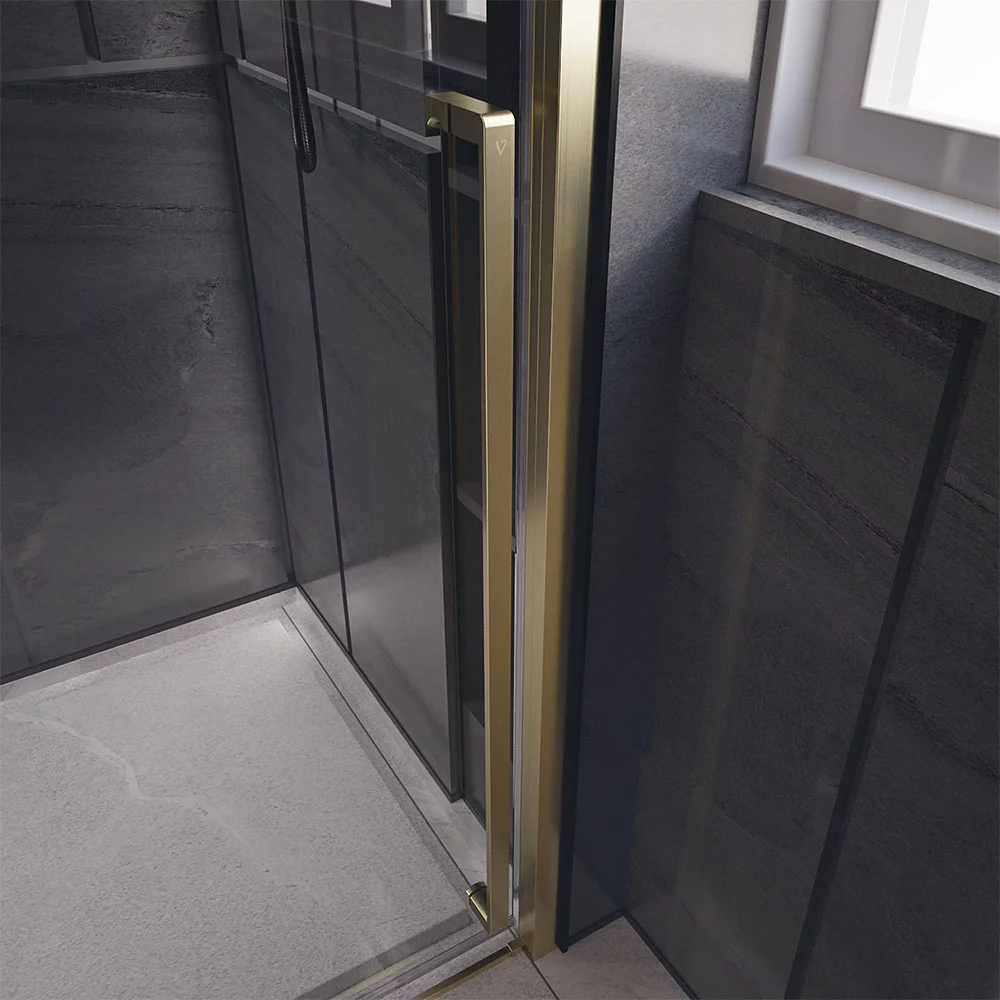 Душевая дверь Veconi Premium Trento PTD-30G, 130х200, золото, стекло прозрачное