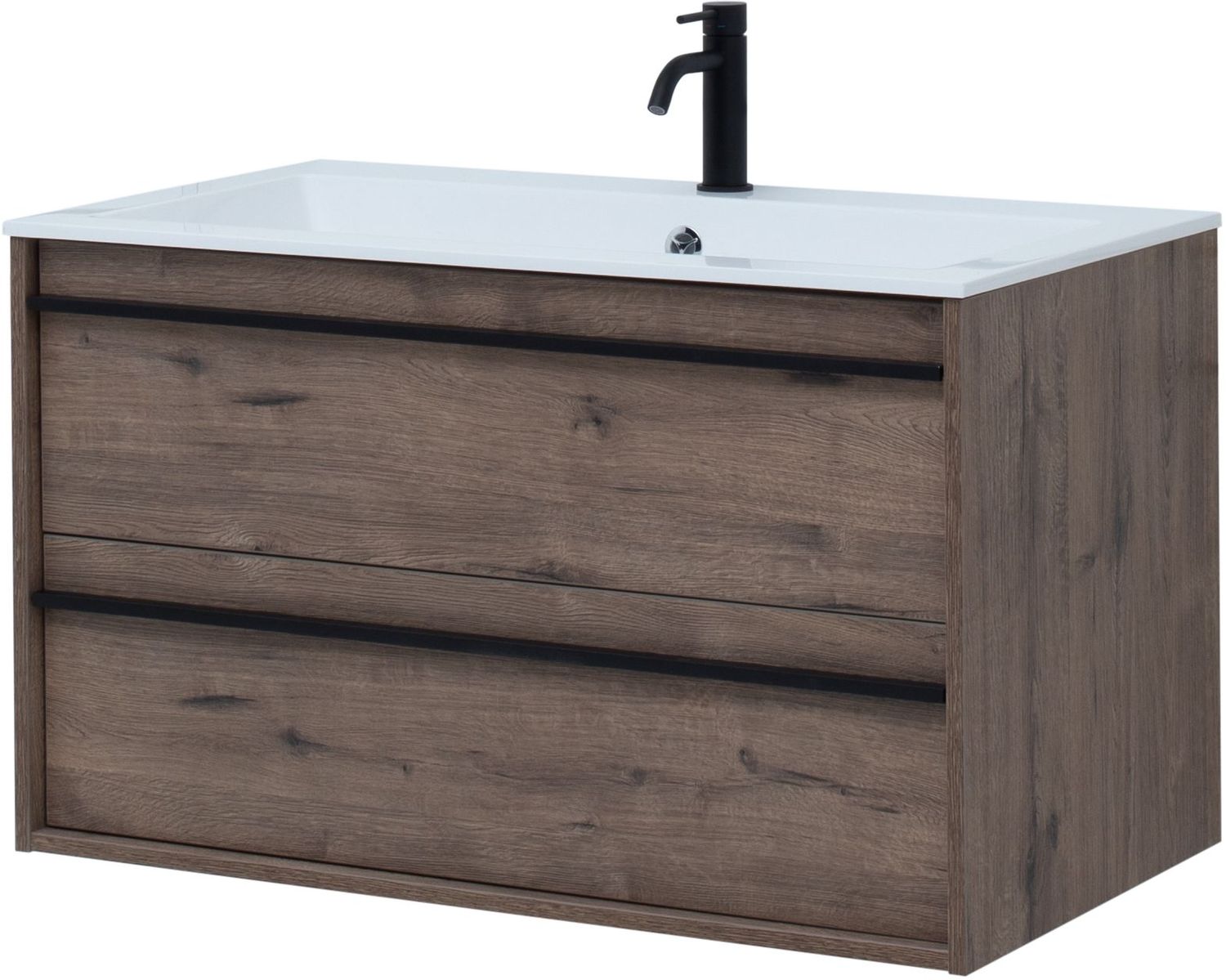 Комплект мебели для ванной Aquanet Lino 90 см, черная, коричневая