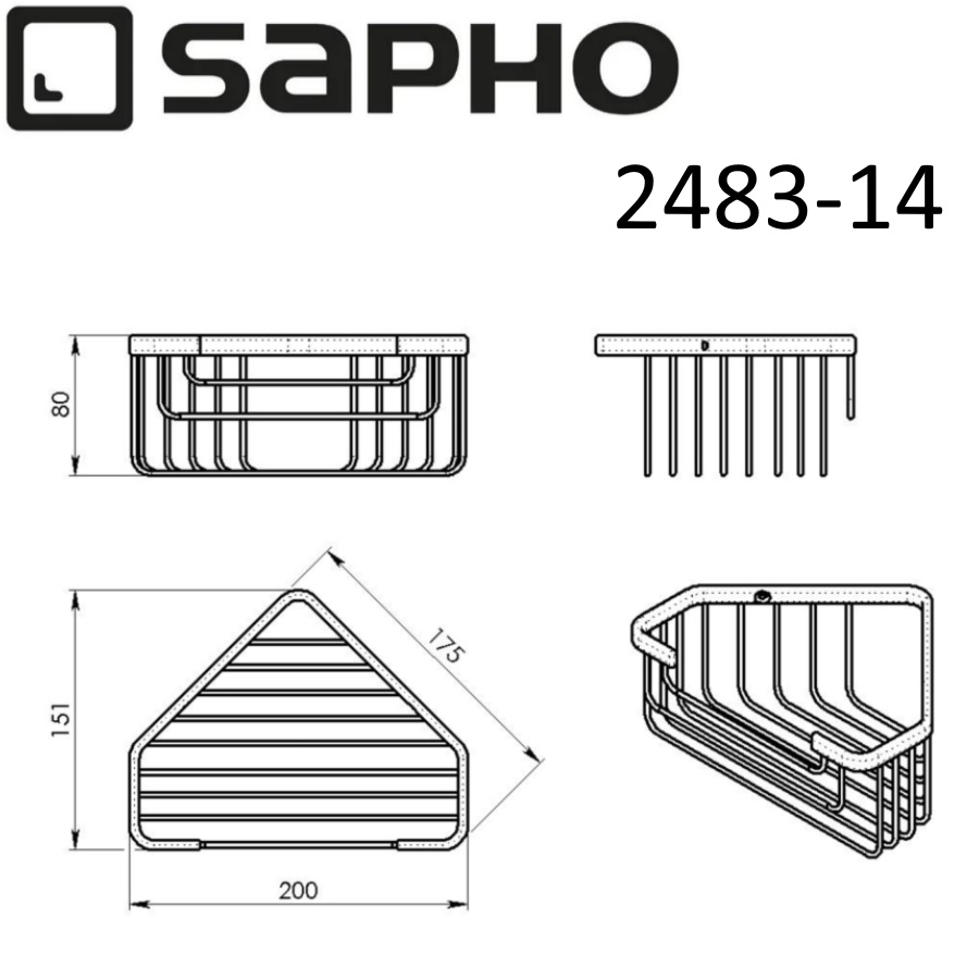Полка угловая Sapho Smart 2483-14 матовая черная