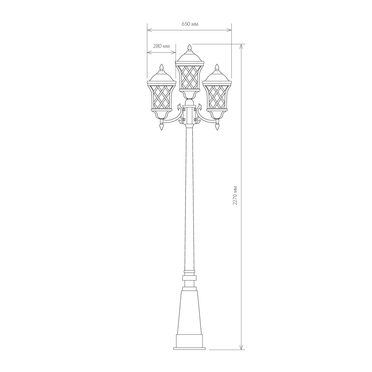 Уличный трехрожковый светильник на столбе IP44 Elektrostandard Cassiopeya 4690389017346