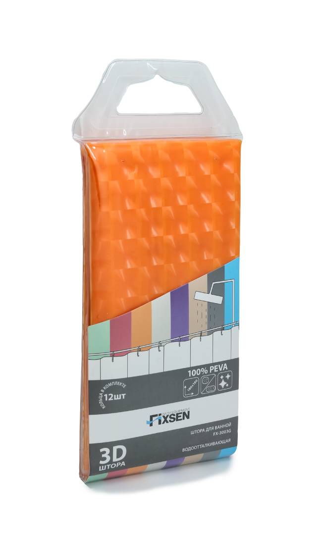 Шторка для ванной Fixsen оранжевая FX-3003G