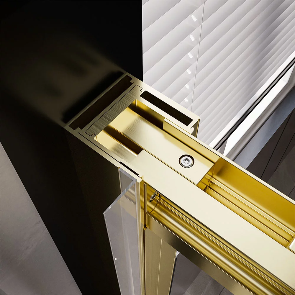 Душевая дверь Veconi Premium Trento PTD-30G, 120х200, золото, стекло прозрачное