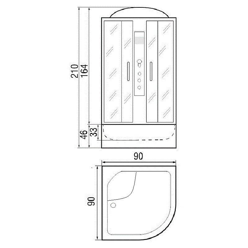 Душевая кабина River 90х90 см Nara 90/44 МТ профиль хром матовый, стекло матовое