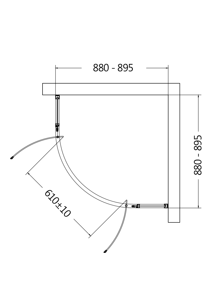 Душевой уголок AQUAme 90х90 см AQM7101-2-9 профиль черный, стекло прозрачное