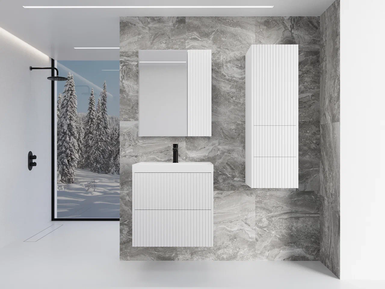 Зеркальный шкаф Style Line Стокгольм 70 см ЛС-00002322 белый рифленый софт