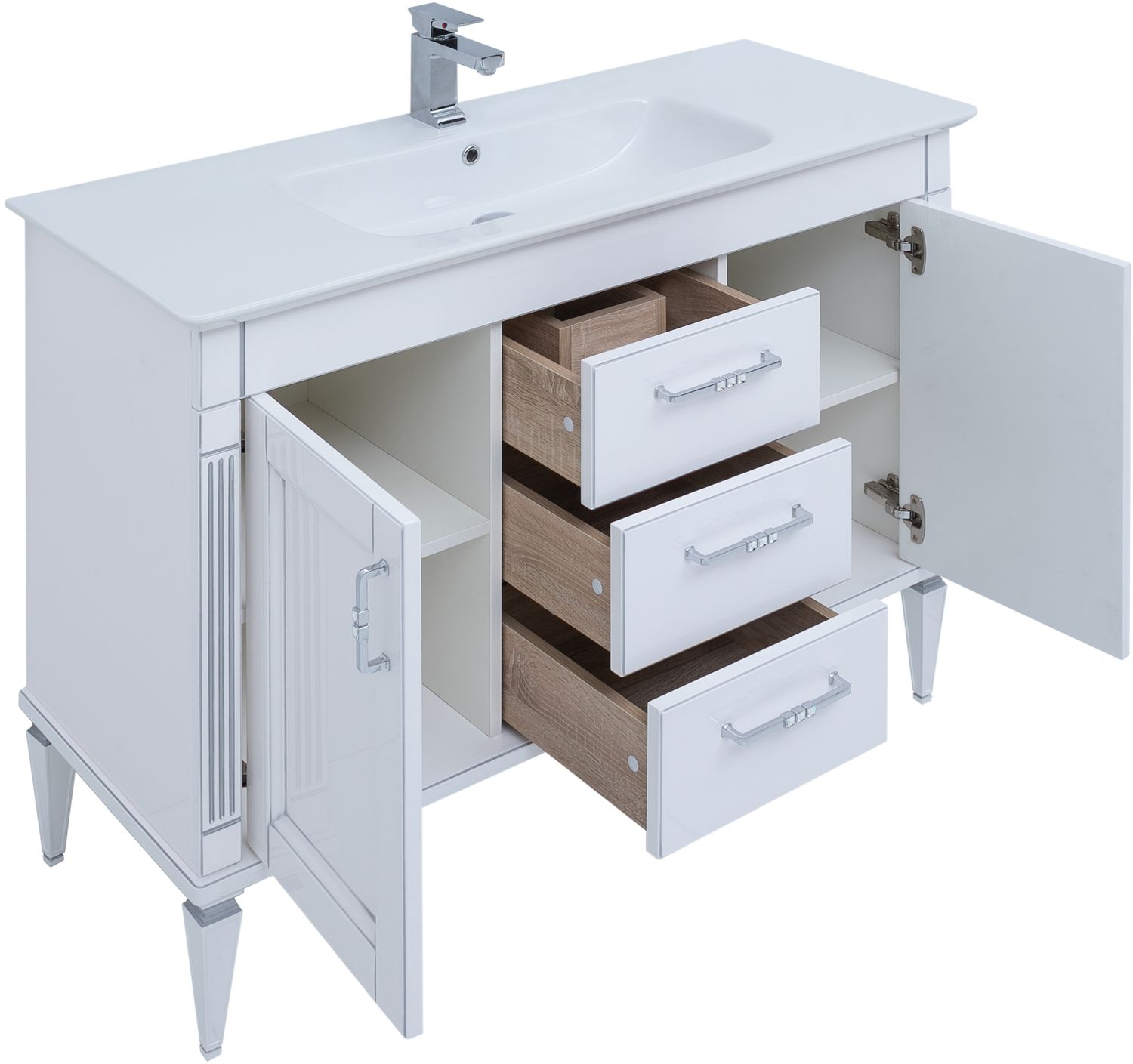 Комплект мебели для ванной Aquanet селена 120 см, белая, серебро