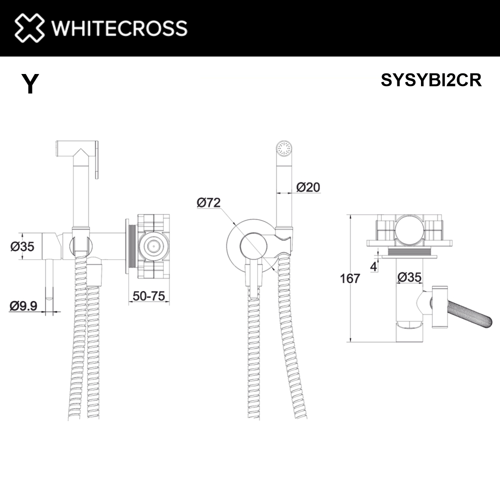 Гигиенический душ Whitecross Y chrome SYSYBI2CR со смесителем, хром глянец