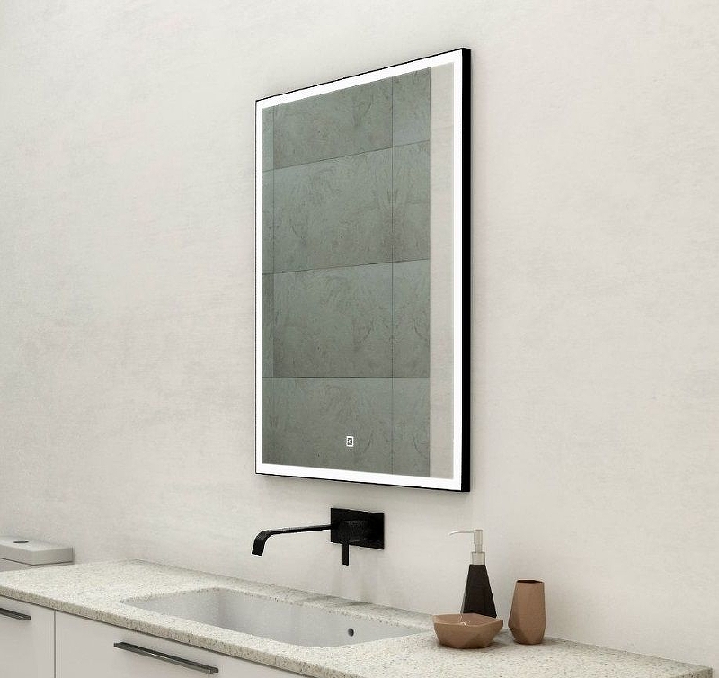 Зеркало Art&Max Arezzo 100 см AM-Are-1000-800-DS-FC-H-Nero с подсветкой, черный