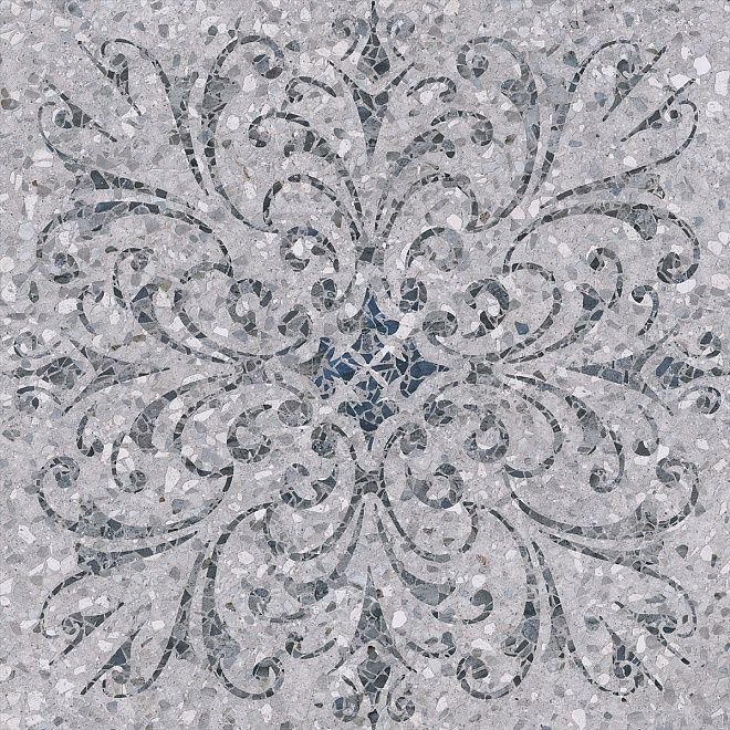 Керамогранит Терраццо серый декорированный обрезной 60х60