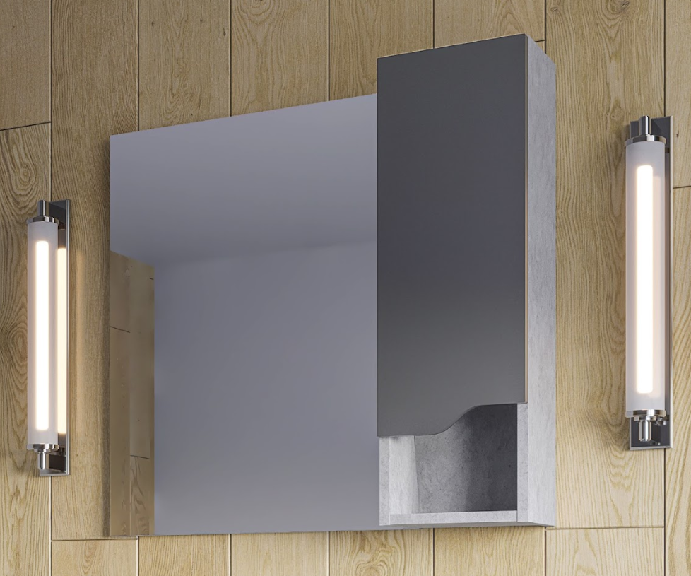 Зеркальный шкаф Stella Polar Абигель 80 см SP-00001106 цемент