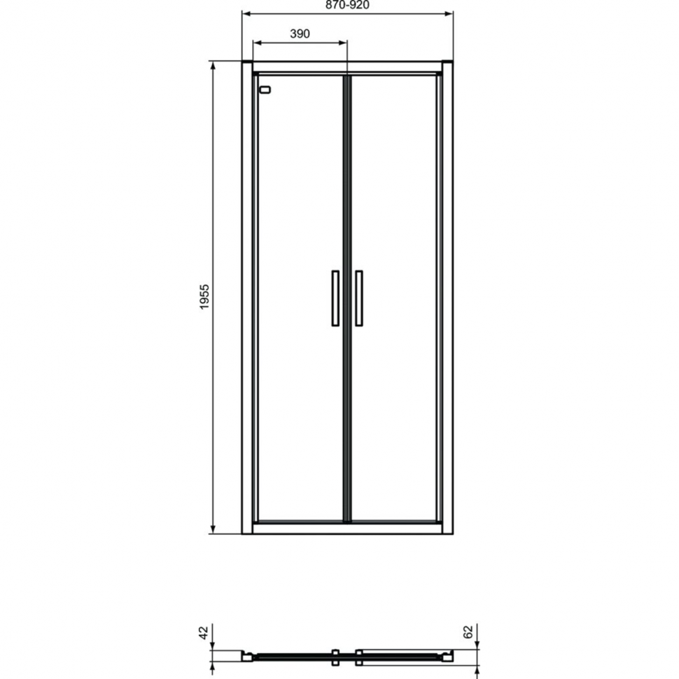 Двустворчатая дверь в нишу 90 см Ideal Standard CONNECT 2 Saloon door K9294V3