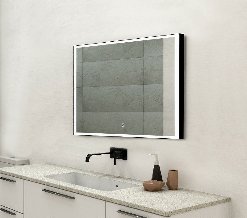 Зеркало Art&Max Arezzo 120 см AM-Are-1200-800-DS-FC-H-Nero с подсветкой, черный