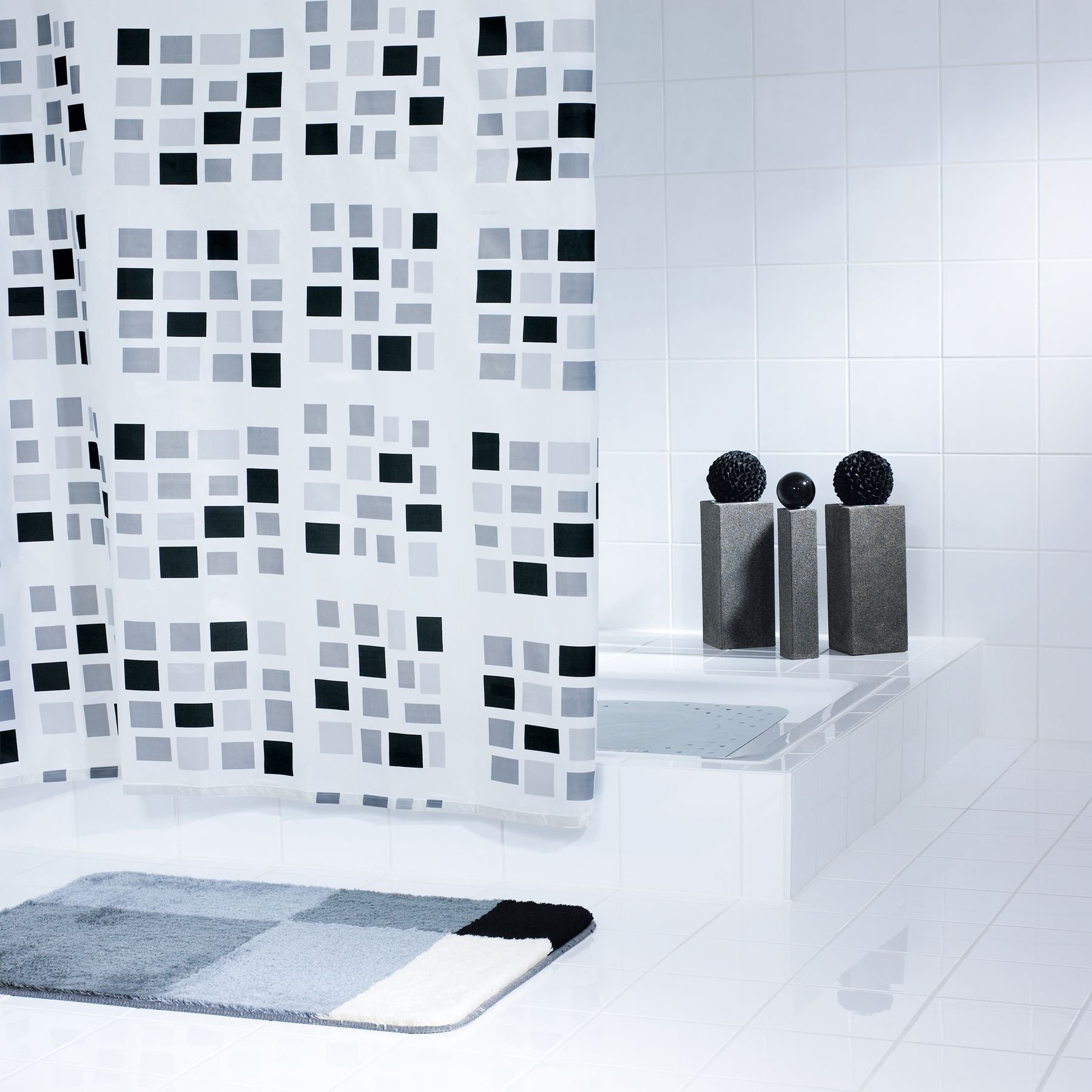 Штора для ванных комнат Ridder Stones белая/черная